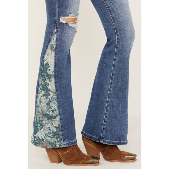 Vervet High Rise Hippie Boho Chic Wide Leg Flare Denim Jeans Size 24 - Picture 11 of 12